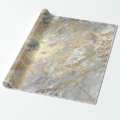 Silver Grey Gold Marble Shiny Metallic Stroke Lux Cadeaupapier (Uitgerold)