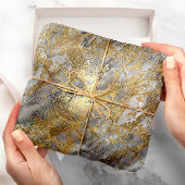 Silver Grey Gold Marble Shiny Metallic Stroke Lux Cadeaupapier