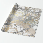 Silver Grey Gold Marble Shiny Metallic White Ivory Cadeaupapier (Uitgerold)