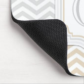 Silver Grey Gold Monogram Chevron Muismat (Hoek)