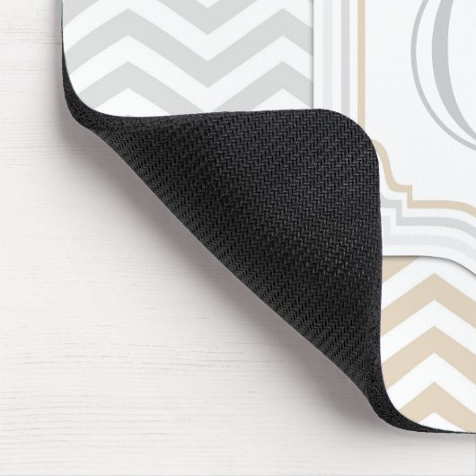 Silver Grey Gold Monogram Chevron Muismat (Hoek)