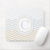 Silver Grey Gold Monogram Chevron Muismat (Met muis)