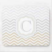 Silver Grey Gold Monogram Chevron Muismat (Voorkant)