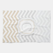 Silver Grey Gold Monogram Chevron Theedoek (Horizontaal)