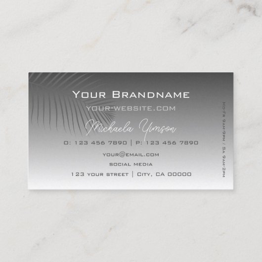 Silver Grey Gradient met Schattige Palm Leaf Eenvo Visitekaartje (Achterkant)