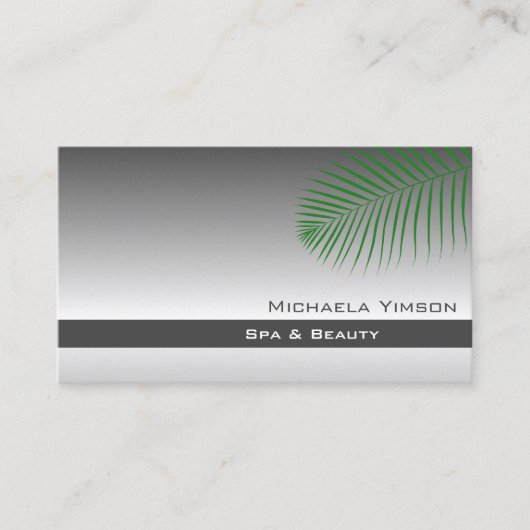 Silver Grey Gradient met Schattige Palm Leaf Eenvo Visitekaartje (Voorkant)