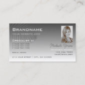 Silver Grey Gradient Palm Leaf Logo en foto Visitekaartje (Achterkant)