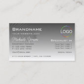 Silver Grey Gradient Palm Leaf met Logo Stijlvol Visitekaartje (Achterkant)