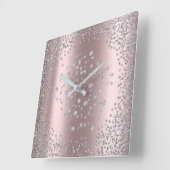 Silver Grey Graphite Diamond Crystals Roos Gold Vierkante Klok (Hoek)