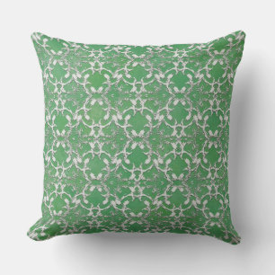 Silver Grey Green Dancing Scroll Kussen