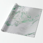 Silver Grey Green Emerald Mint Marble Shiny Glam Cadeaupapier (Uitgerold)