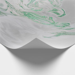 Silver Grey Green Emerald Mint Marble Shiny Glam Cadeaupapier
