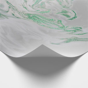 Silver Grey Green Emerald Mint Marble Shiny Glam Cadeaupapier