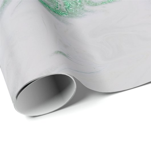 Silver Grey Green Emerald Mint Marble Shiny Glam Cadeaupapier (Rol Hoek)