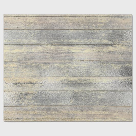 Silver Grey Grungy Champaign Gold Wood Rustic Cadeaupapier (Vlak)