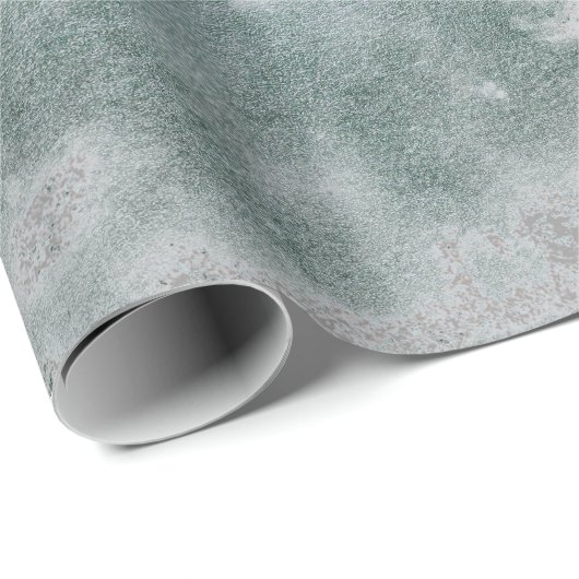 Silver Grey Grungy Marble Stone Blauwgroen Green V Cadeaupapier (Rol Hoek)