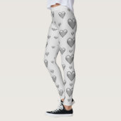 Silver Grey Hearts Pattern Leggings (Links)