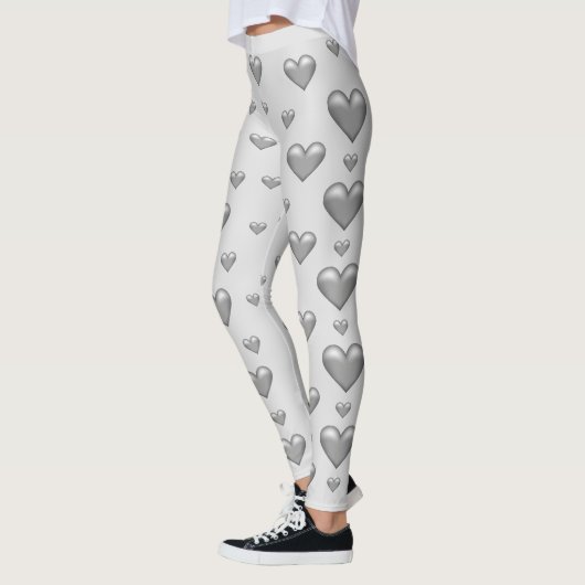 Silver Grey Hearts Pattern Leggings (Links)