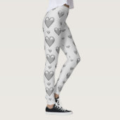 Silver Grey Hearts Pattern Leggings (Rechts)