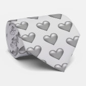 Silver Grey Hearts Pattern Stropdas (Opgerold)
