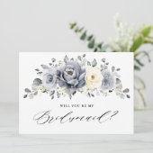 Silver Grey Ivory Floral Kaart (Staand voorkant)