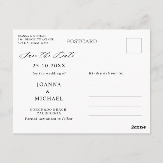 Silver Grey Ivory Floral Winter Boho Save the Date Briefkaart (Achterkant)