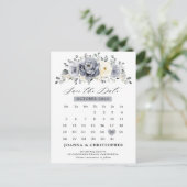 Silver Grey Ivory Floral Winter Boho Save the Date Briefkaart (Staand voorkant)