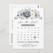 Silver Grey Ivory Floral Winter Boho Save the Date Briefkaart (Voorkant / Achterkant)