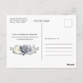 Silver Grey Ivory Floral Winter Boho Save the Date Briefkaart (Achterkant)