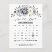 Silver Grey Ivory Floral Winter Boho Save the Date Briefkaart (Voorkant)