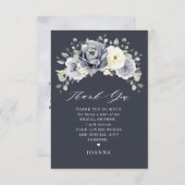 Silver Grey Ivory Floral Winter Boho Vrijgezellenf Bedankkaart (Voorkant / Achterkant)