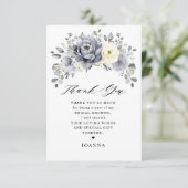 Silver Grey Ivory Floral Winter Boho Vrijgezellenf Bedankkaart (Staand voorkant)