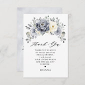 Silver Grey Ivory Floral Winter Boho Vrijgezellenf Bedankkaart (Voorkant / Achterkant)
