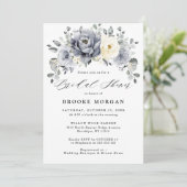 Silver Grey Ivory Floral Winter Boho Vrijgezellenf Kaart (Staand voorkant)