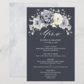 Silver Grey Ivory Floral Winter Boho Wedding Menu (Voorkant / Achterkant)