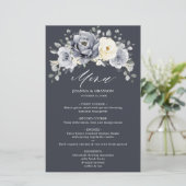 Silver Grey Ivory Floral Winter Boho Wedding Menu (Staand voorkant)