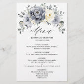 Silver Grey Ivory Floral Winter Boho Wedding Menu (Voorkant)