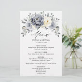Silver Grey Ivory Floral Winter Boho Wedding Menu (Staand voorkant)