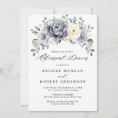 Silver Grey Ivory Floral Winter Rehearsal Dinner Kaart (Voorkant)