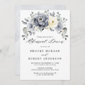 Silver Grey Ivory Floral Winter Rehearsal Dinner Kaart (Voorkant / Achterkant)