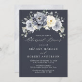 Silver Grey Ivory Floral Winter Rehearsal Dinner Kaart (Voorkant / Achterkant)