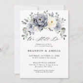 Silver Grey Ivory Floral Winter Rustic We doen het Kaart (Voorkant)