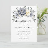 Silver Grey Ivory Floral Winter Rustic We doen het Kaart (Staand voorkant)