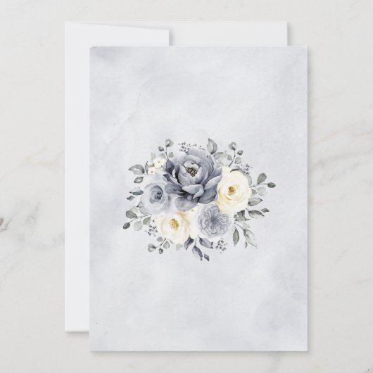 Silver Grey Ivory Floral Winter Rustic We doen het Kaart (Achterkant)