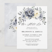 Silver Grey Ivory Floral Winter Rustic We doen het Kaart (Voorkant / Achterkant)