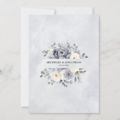 Silver Grey Ivory Floral Winter Rustic Wedding IV Kaart (Achterkant)