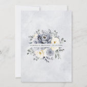 Silver Grey Ivory Floral Winter Rustic Wedding IV Kaart (Achterkant)