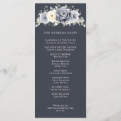 Silver Grey Ivory Floral Winter Rustic Wedding Pro Programmakaart (Achterkant)