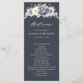 Silver Grey Ivory Floral Winter Rustic Wedding Pro Programmakaart (Voorkant)