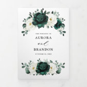 Silver Grey Ivory Floral Winter Rustic Wedding Tri Drieluik Aankondiging (Cover)